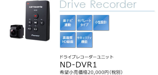 ドライブレコーダーユニット ND-DVR1 希望小売価格20,000円