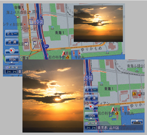P in P 画面表示例 / P side P 画面表示例