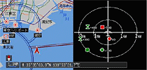 地図と周辺航空機表示のニ画面表示