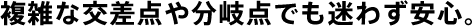 複雑な交差点や分岐点でも迷わず安心。