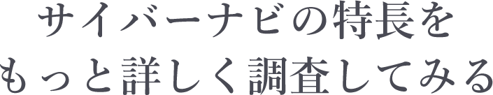 サイバーナビの特長をもっと詳しく調査してみる