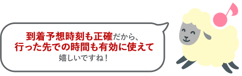 到着予想時刻も正確だから、行った先での時間も有効に使えて嬉しいですね!