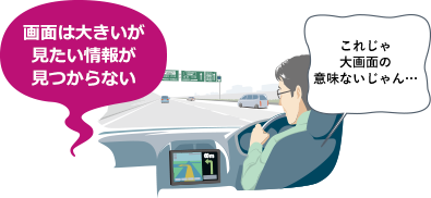 画面は大きいが見たい情報が見つからない
