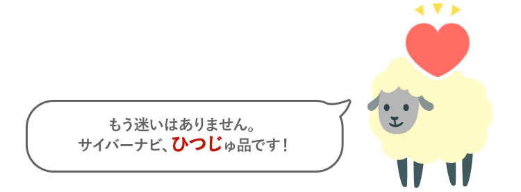 もう迷いはありません。サイバーナビ、ひつじゅ品です！