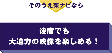 そのうえ楽ナビなら→後席でも大迫力の映像を楽しめる！