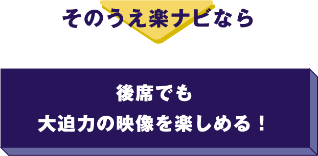 そのうえ楽ナビなら→後席でも大迫力の映像を楽しめる！