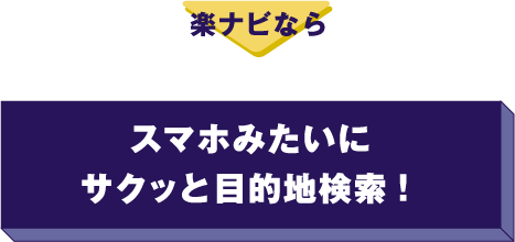 楽ナビなら→スマホみたいにサクッと目的地検索！