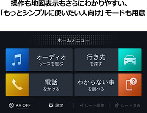 操作も地図表示もさらにわかりやすい、「もっとシンプルに使いたい人向け」モードも用意