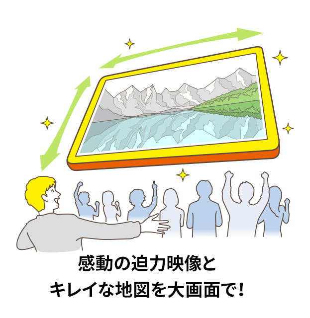 感動の迫力映像とキレイな地図を大画面で！