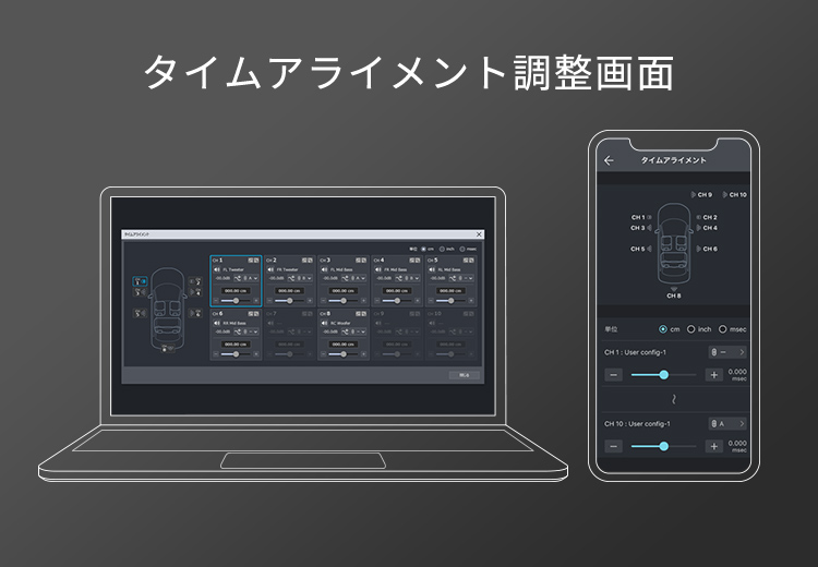 タイムアライメント調整画面