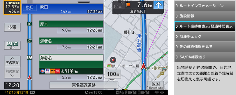 ルート進捗度表示/経過時間表示