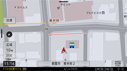 コンビニなどの小規模駐車場 走行表示例