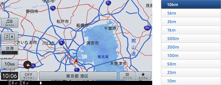 ヘディングアップビュー　10km