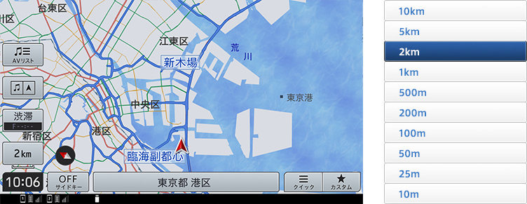 ヘディングアップビュー　2km