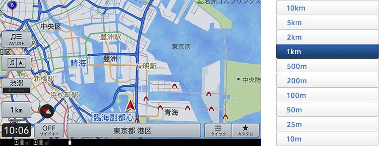ヘディングアップビュー　1km