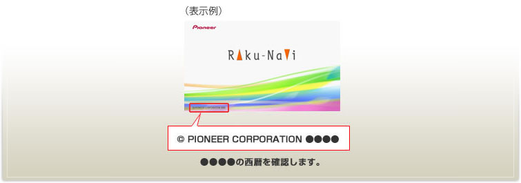 表示例 © Pioneer Corporation ●●●● ●●●●の西暦を確認します。