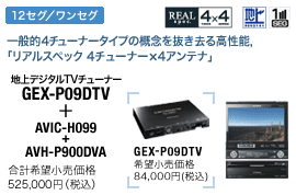 地上デジタルTVチューナー GEX-P09DTV + AVIC-H099 + AVH-P900DVA