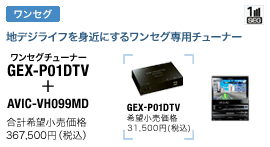 ワンセグチューナー GEX-P01DTV + AVIC-VH099MD
