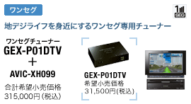 ワンセグチューナー GEX-P01DTV + AVIC-XH099