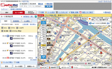 MapFan Web for カロッツェリア画面例