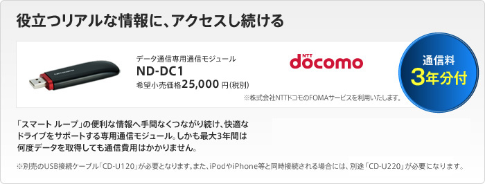 役立つリアルな情報に、アクセスし続ける　データ通信専用通信モジュール　ND-DC1　希望小売価格25,000円（税別）