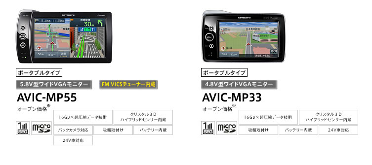 カロッツェリア　AVIC-MP3 メモリーナビゲーション　4.8v型ワイド