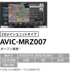 仕様・付属品・取説 | 楽ナビ AVIC-MRZ009 AVIC-MRZ007 | カーナビ | carrozzeria