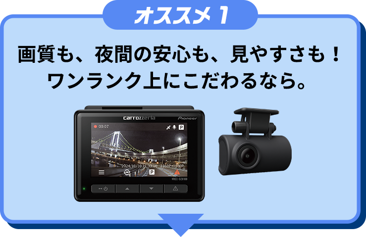 1.画質も、夜間の安心も、見やすさも！ワンランク上にこだわるなら。