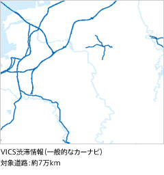 VICS渋滞情報（一般的なカーナビ） 対象道路：約7万km
