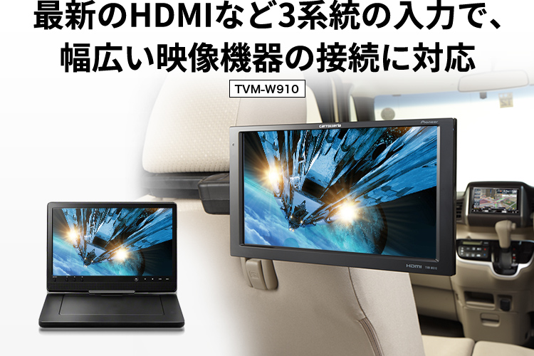 最新のHDMIなど3系統の入力で、幅広い映像機器の接続に対応【TVM-W910】