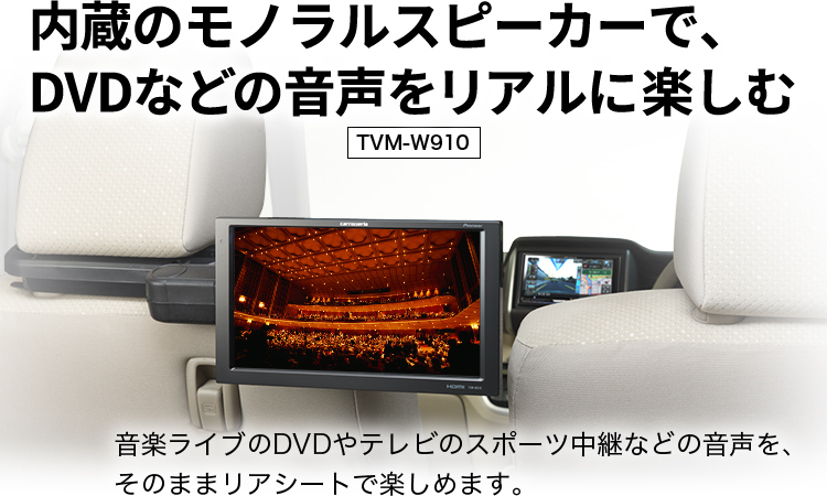 内蔵のモノラルスピーカーで、DVDなどの音声をリアルに楽しむ【TVM-W910】
