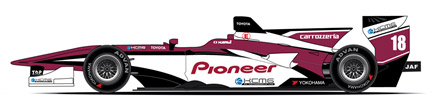 “パイオニア・レッド”を配した限定デザインで『carrozzeria Team KCMG』が「全日本スーパーフォーミュラ選手権」最終戦に参戦