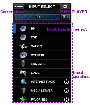 Input select screen